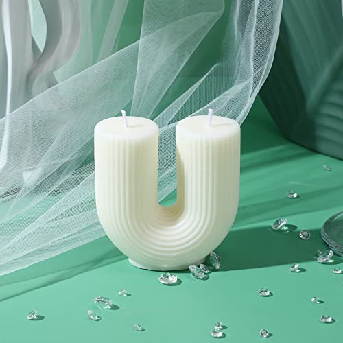Tondiamo U Shaped Candle Ribbed Soy Wax Scented Decorative Candles Minimalist Geometric Shaped Bougie Cool Aesthetic Bougi...