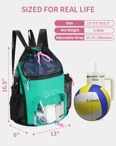 WANDF Swim Bag with Wet Pockets, Sandproof Beach Backpack with 40oz Tumbler Side Pockets, Mesh Drawstring Backpack Swim Ba...