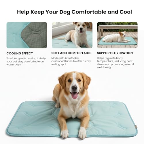 DORMORA Self Cooling Mat for Dogs & Cats, 35x23 Soft Breathable Cold Crate Pad for Pet, Portable Washable Kennel Bed for O...