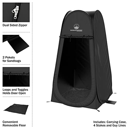Wakeman Pop Up Changing Tent, 3.3 x 3.3 x 6.2ft, Camping Shower Tent for Portable Toilet Stall or Dressing Room with Carry...
