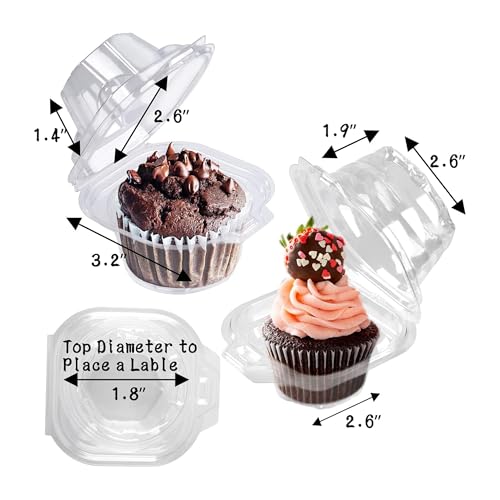 NPLUX 50 Pack Individual Cupcake Containers Plastic Cupcake Boxes Cupcake Holders Stackable Deep Dome Cupcake Carrier