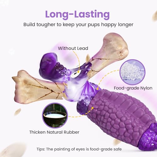 HGB Tough Dog Chew Toys for Aggressive Chewers, Squeaky Indestructible Dog Toy for Large Dogs to Keep Them Busy & Reduce B...