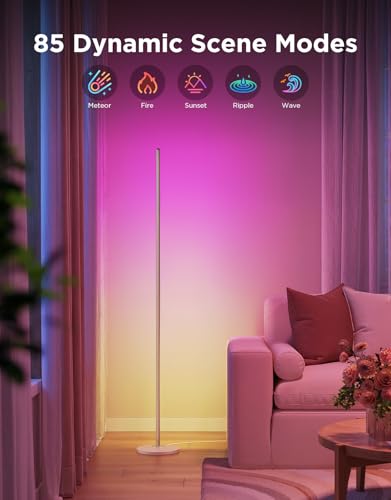 Govee RGBIC Floor Lamp Basic, LED Corner Lamp Works with Alexa, 1000lm Modern Floor Lamp with Music Sync and 16 Million DI...
