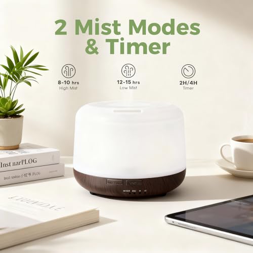 500ml Essential Oils Diffuser for Home,3 Aromatherapy Oils Set Diffuser with Remote Control,Small Air Humidifier for Home ...