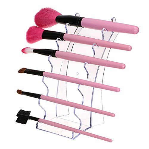 Hipiwe Acrylic Pen Holder Display Stand Clear Makeup Brush Rack Organizer Holder 6-Slots Nail Brush Eyebrow Fountain Pen R...
