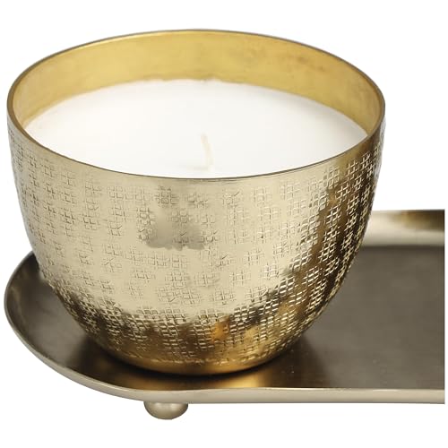 Deco 79 Metal Decorative Candle Roses in Paradise Scented Grid Patterned 10 oz 1 Wick Aromatherapy Candle with White Wax, ...