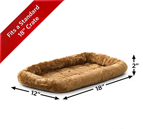 MidWest Homes for Pets QuietTime XXS Dog Bed – Cinnamon Faux Fur Bolster, Ultra-Soft and Machine Washable, Fits 18-Inch Cr...