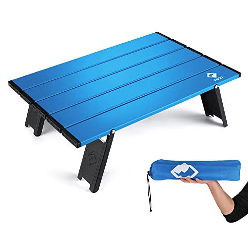 VILLEY Portable Mini Folding Beach Table, Ultralight Aluminum Side Table with Carry Bag for Camping, Picnics, and Outdoor ...