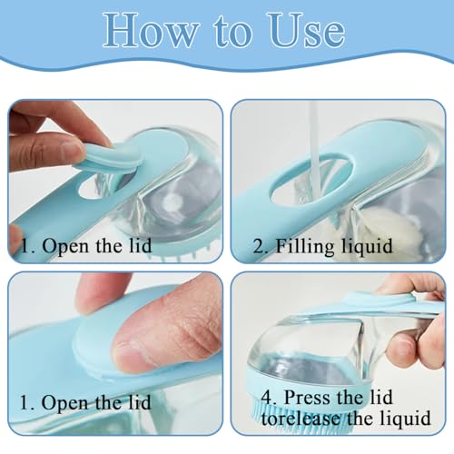 Dog Bath Brush, 2 in 1 Pet Bath Brush Soft Dog Scrubber for Bath with Built-in Shampoo Dispenser for Long Short Haired Dog...