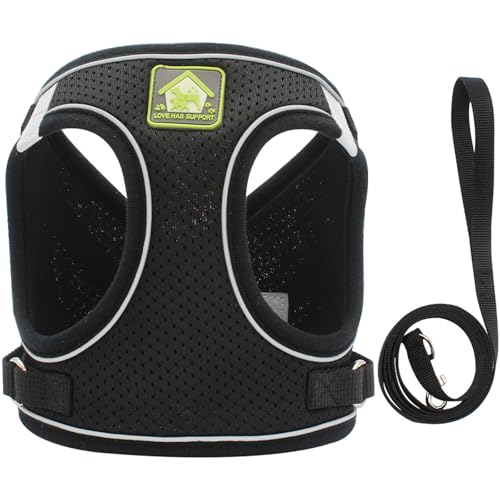 Dog Harness with Leash Set, No Pull Adjustable Reflective Step-in Puppy Harness with Thickened Padded Vest for Extra-Smal...