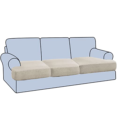 H.VERSAILTEX Stretch 3 Piece T Cushion Sofa Slipcovers Individually Sofa Cushion Covers for 3 Cushion Couch Sofa Seat Cush...