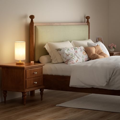 Fenmzee Small Table Lamp for Bedroom - Inline Control, Bedside Lamp with 3000K A15 LED Blub, Easy Assembly (Cream Shade - ...