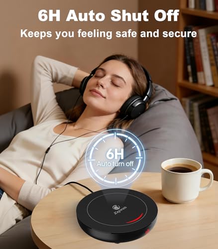 Kepwam Coffee Mug Warmer for Desk, 3-Temp Fast Heating Cup Warmer with 6H Auto Shut Off, LED Light & Smart Candle Warmer f...