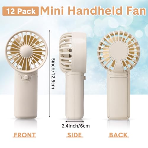 Rossesay 12 Pcs Mini Portable Fan Handheld Battery Operated Portable Small Personal Fans for Summer Beach Indoor Outdoor T...