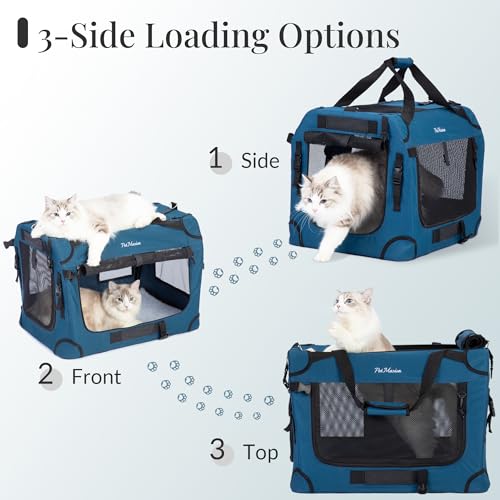 PetMasion Extra Large Cat Carrier for 2 Cats, Collapsible Soft Sided Pet XL Crate for Large Mudium Big Cat 20lbs+, Car Tra...