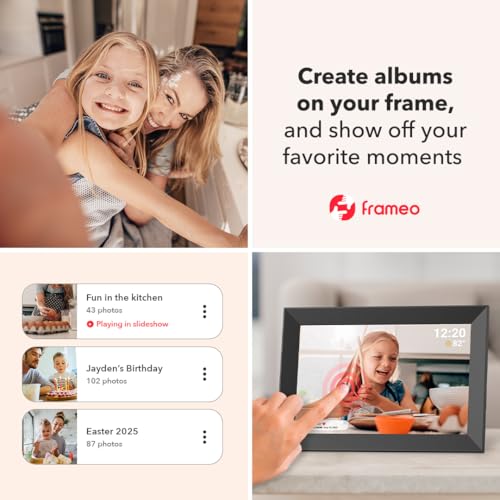 FRAMEO 10.1 inch 32GB Digital Picture Frame, IPS LCD Touch Screen, Auto-Rotate Easy Setup to Share Photos & Videos via Fra...
