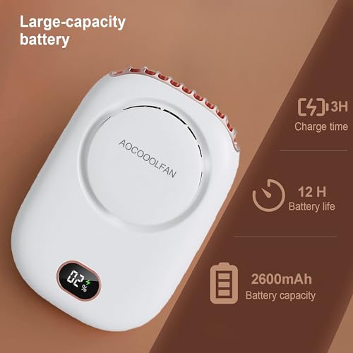 AOCOOLFAN Portable Neck Fan, Mini Small Personal Handheld Fan USB Rechargeable 3 Speed for Girls Boys Woman Eyelash Travel...