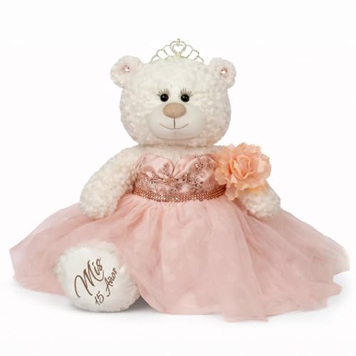 Kinnex Collections by Amanda Large 20” Quinceañera Teddy Bear Centerpiece – Elegant Dress, Oversized Keepsake Gift for 15 ...