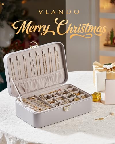 Vlando Jewelry Boxes for Women,2 Layers Jewelry Box with Lock,Birthday Gifts for Women Girls,Jewelry Organizers for Earrin...