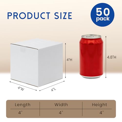 Mefleet 4x4x4" Shipping Boxes 50 Pack - Small Corrugated Cardboard Square Mug Mailing Box Packaging for Small Business - W...