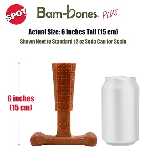 SPOT Bam-Bones Plus T Bone – Bamboo Fiber & Nylon Dog Chew Toy for Moderate to Aggressive Chewers, Durable Long Lasting & ...