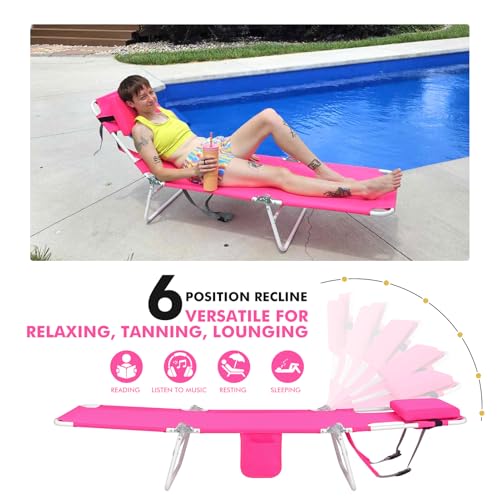 3 in 1 Women Comfort Backpack Beach Tanning Lounge Chair with Cushion Face Hole Softer Padded Adjustable Washable, Layout ...