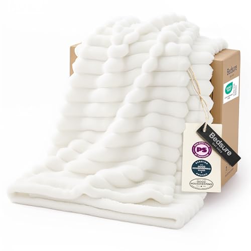 Bedsure GentleSoft White Throw Blanket for Couch - Cozy Soft Blankets for Women, Cute Small Fleece Throws for Girls, House...