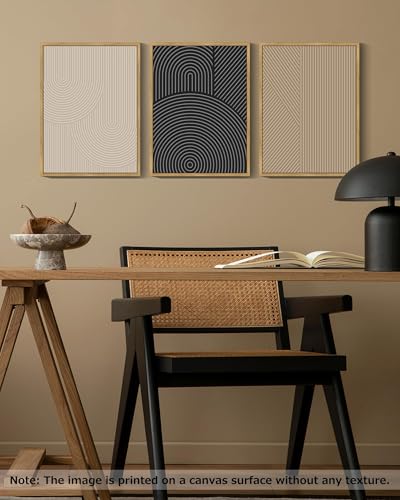 Drsoum Mid-Century Modern Framed Wall Art Minimalist Abstract Boho Neutral Line Wall Decor Geometric Artwork Kitchen Dinin...