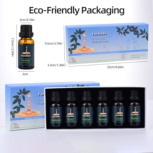 Pet-Friendly Essential Oil Set: Home Fragrance and Stress Relief. Safe for Dogs and Cats, Suitable for Aromatherapy Diffus...