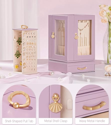 Enthralite Jewelry Box Large for Dresser: Women Necklace Ring Storage Organizer with Compartments - Elegant Earring Holder...