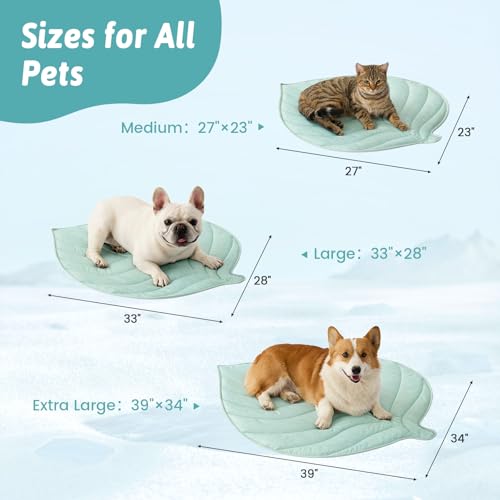 COZY KISS Dog Cooling Mat, Q-Max > 0.4 Leaf Shaped Pet Pad, Liquid Pee Proof Summer Mat for Cats, Washable Sleep Blanket f...