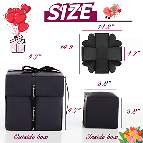 Hamiggaa Explosion Box Gifts,Surprise Creative DIY Photo,Exploding Love Box,Love Memory Photo Box with 4 Faces for Anniver...