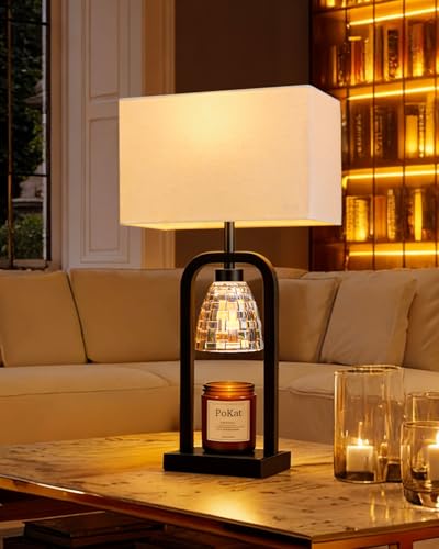 PoKat Lamp Candle Warmer Black, Farmhouse Candle Warmer Lamp with Timer Dimmer, Wax Light Warming Table Lamp for Jar Candl...