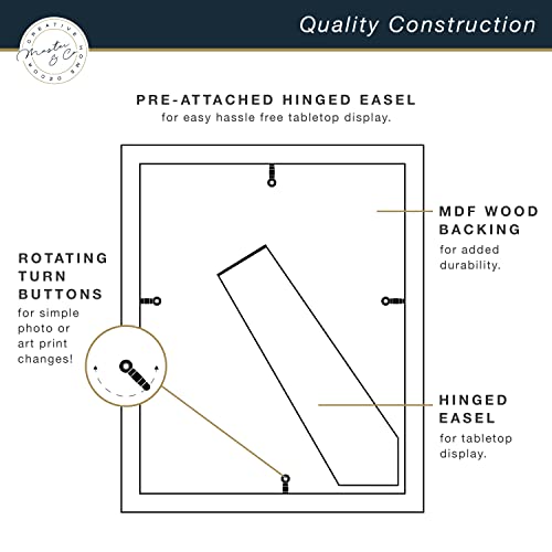 MCS Master & Co. Foundry Metal 8x10 Matted Picture Frame with 4x6 Photo Display, Black Vertical & Horizontal Wall Hanging ...