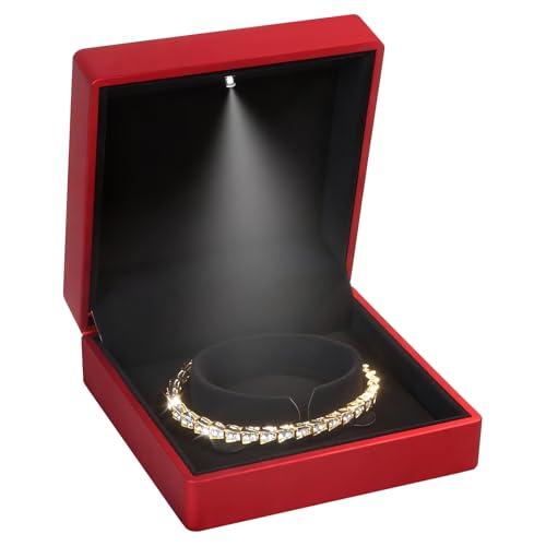 Hatori Luxury Bracelet Box, Velvet Jewelry Bangle Box Storage Case Organizer Holder with LED Light for Wedding, Engagemen...