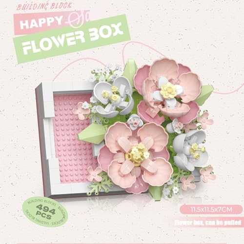 Flower Building Blocks Jewelry Box Can be pushed and pulled to open Flower Centerpiece Building Blocks，Proposal Ring Box，V...