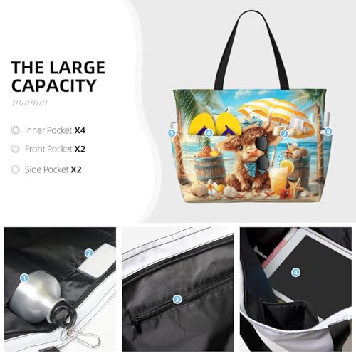 Wsotce Extra Large Beach Bags For Women, Waterproof Beach Totes Bags For Women, Lightweight Foldable Pool Bag With Zipper