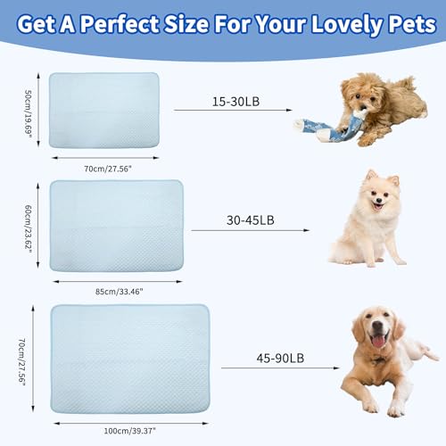 GLIDESMOOTH Dog Cooling Mat, Durable Machine Washable Pets Cool Pad, Large, Blue