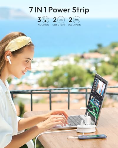 NTONPOWER Travel Power Strip, Travel Essentials, Cruise Essentials 3 Outlets 4 USB Ports(2 USB C), 4FT Wrapped Around Exte...