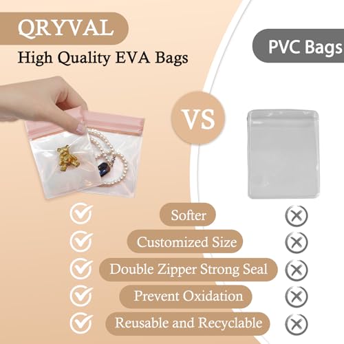 Qryval Jewelry Organizer and Storage Box with 24 EVA Anti Tarnish Bags, Travel Acrylic Case for Earrings, Necklaces & Ring...