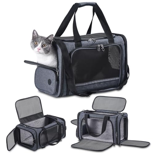 Groxkox Cat Carrier Pet Travel Carrier by Airplane Approved Under seat, TSA Airline Approved Soft-Sided Dogs Carrier Bag f...