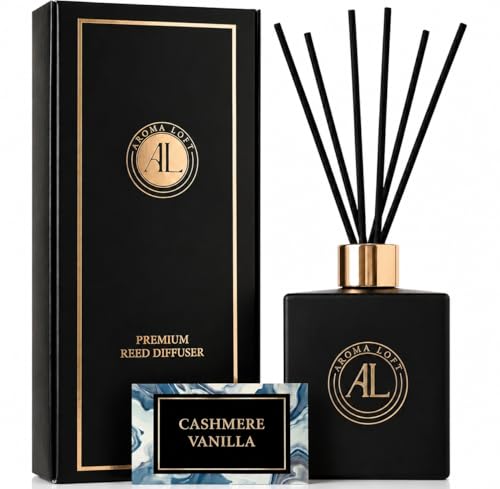 Aroma Loft Black Reed Diffusers for Home | Premium Fragrance Diffuser | Reed Diffuser Sticks in Oil Set with Cashmere Vani...