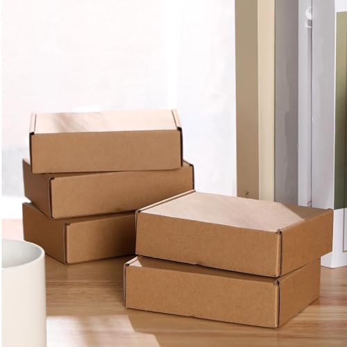 Qilery 100 Pcs Shipping Boxes Cardboard Gift Corrugated Cardboard Brown Boxes Mailer Packaging for Mailing Small Business ...
