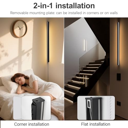 SHREALMS Corner Wall Lamp Linear Sconce, Aluminum Long Bar Wall Lighting Fixture, Mood LED Wall Mounted Lamps for Living R...