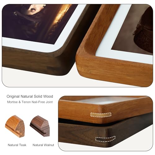 THKRLOF 5x7 Picture Frame Natural Teak Wood with Mat for 4x6, Original Natural Solid Wood 5 by 7 Photo Frames with Tempere...