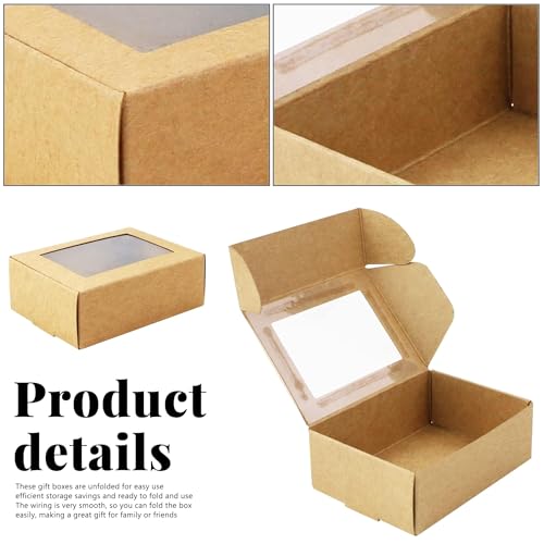 BadenBach 50 PCS Mini Kraft Boxes with Windows,3.33" x 2.35" x 1.18",Small Soap Box for Homemade Soap,Paper Small Gift Box...