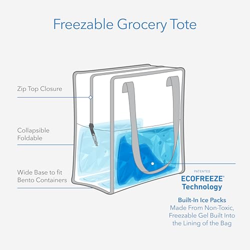 PackIt(R) Freezable Grocery Tote, Black, Built with EcoFreeze(R) Technology, Foldable, Collapsible, Reusable, Zip Closure,...