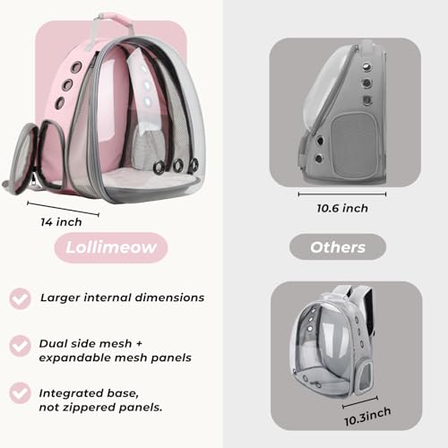 Lollimeow Cat Carrier Backpack, Expandable Bubble Pet Carrier for Cats and Small Dogs, Airline Approved Travel Backpack fo...