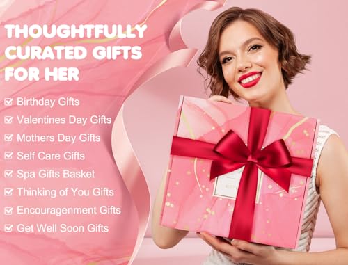 Birthday and Get Well Gifts for Women - Relaxing Spa Care Package With Luxury Flannel Blanket, Light-Up Rose Flower - Uniq...