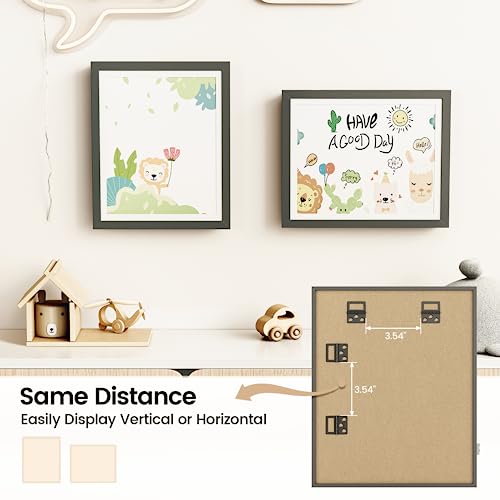 BAIJIALI Black Art Frames for Kids Artwork - Front Opening Holds 150 Drawings, 3D Crafts - 2 Packs 8.5x11 with mat or 9x12...